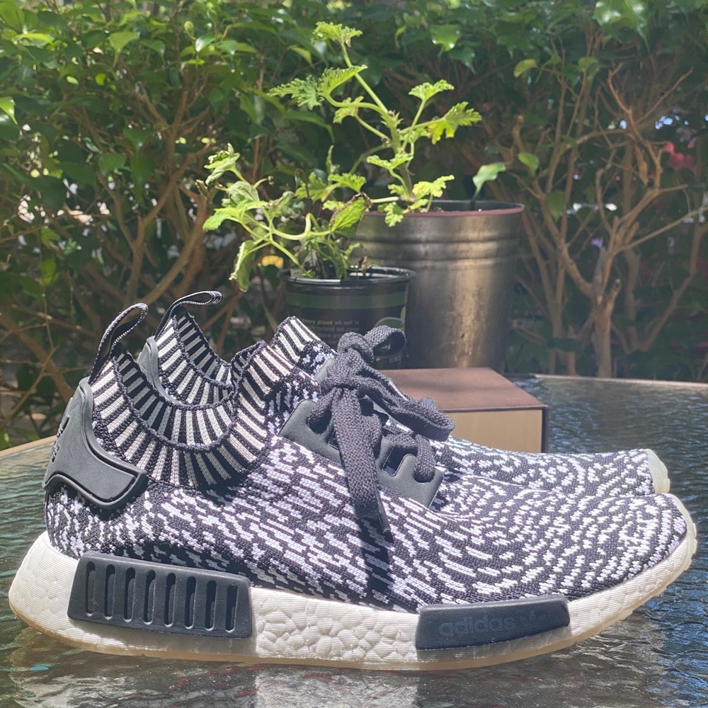 Adidas NMD_R1 Black & White Primeknit Sneakers - Picture 8 of 14